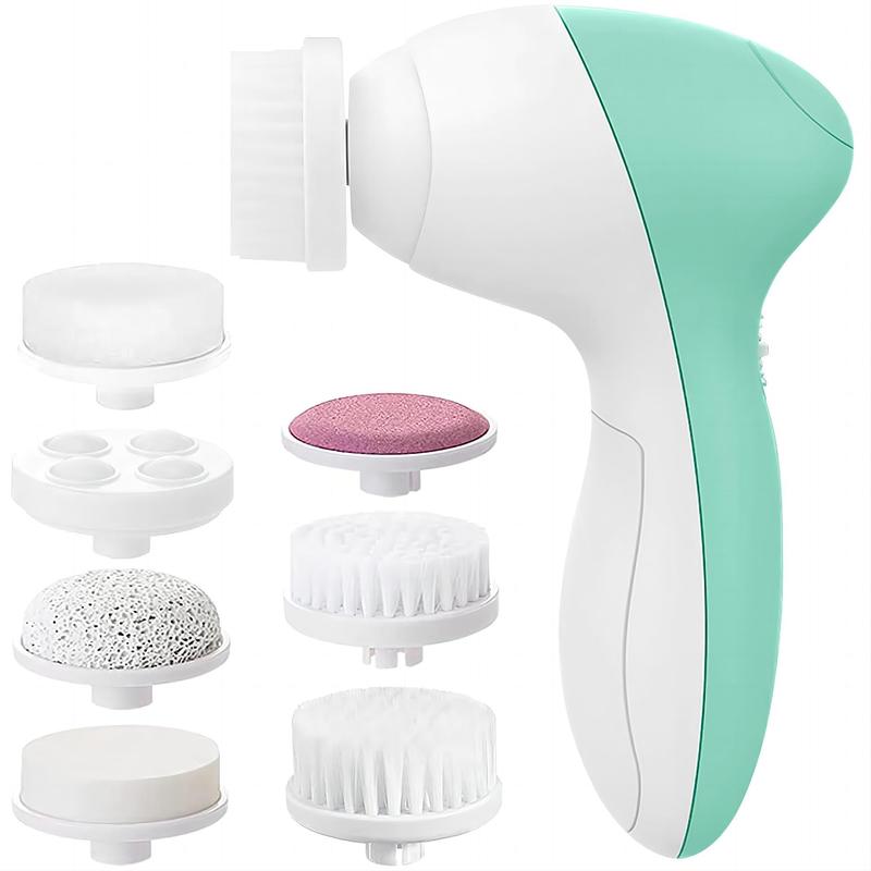 7 in 1 Electric Facial Cleansing Brush, Halloween Gifts Christmas Gifts Fall Gifts, 1 Set Silicone Scrub Spin Sonic Facial Cleansing Brush with 7 Multifunctional Replacement Brush Heads, Skincare Products, Winter Gift, Christmas Gift