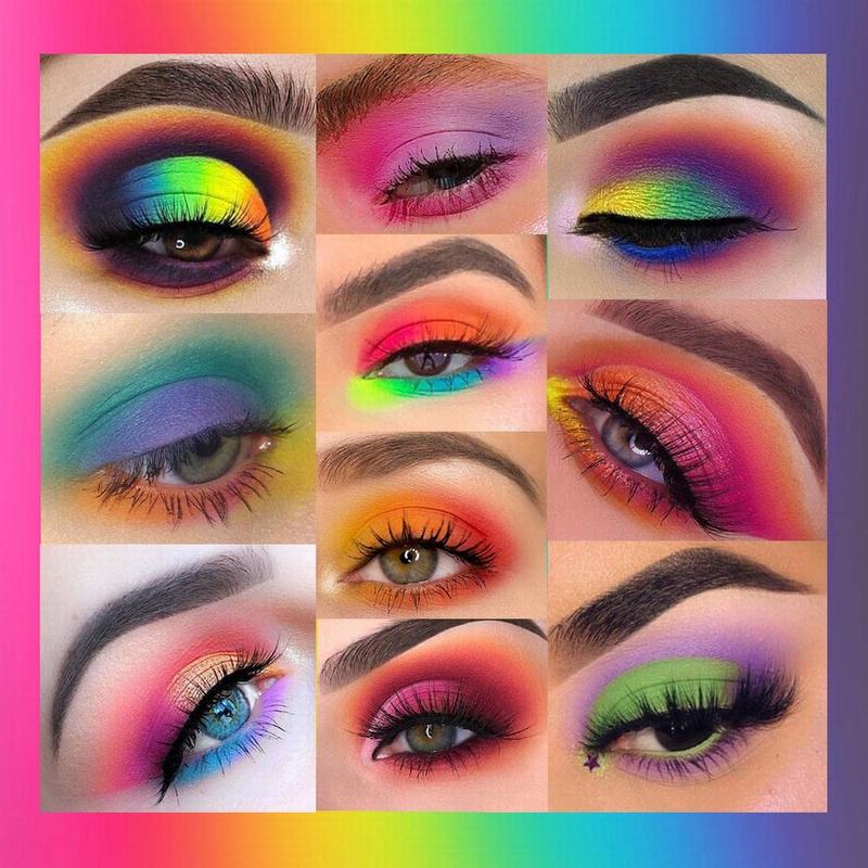 Neon Eyeshadow Makeup Palette - 48 Colorful High Pigmented - Rainbow Matte Shimmer Glitter Eye Shadow Make Up Pallete Pack Waterproof Cosmetic