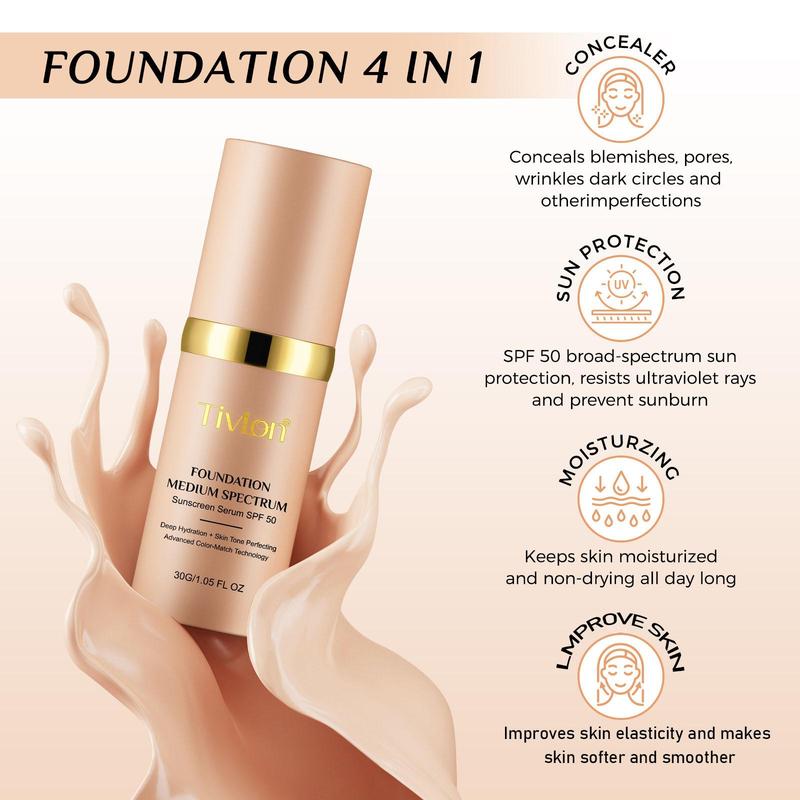 Color Changing Liquid Foundation, Long Lasting Moisturizing Foundation, Lightweight Formula Foundation, Suitable for Dry Skin, Makeup Product for Women