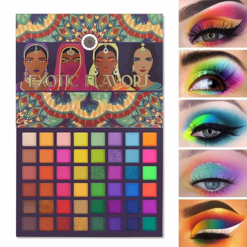 Neon Eyeshadow Makeup Palette - 48 Colorful High Pigmented - Rainbow Matte Shimmer Glitter Eye Shadow Make Up Pallete Pack Waterproof Cosmetic