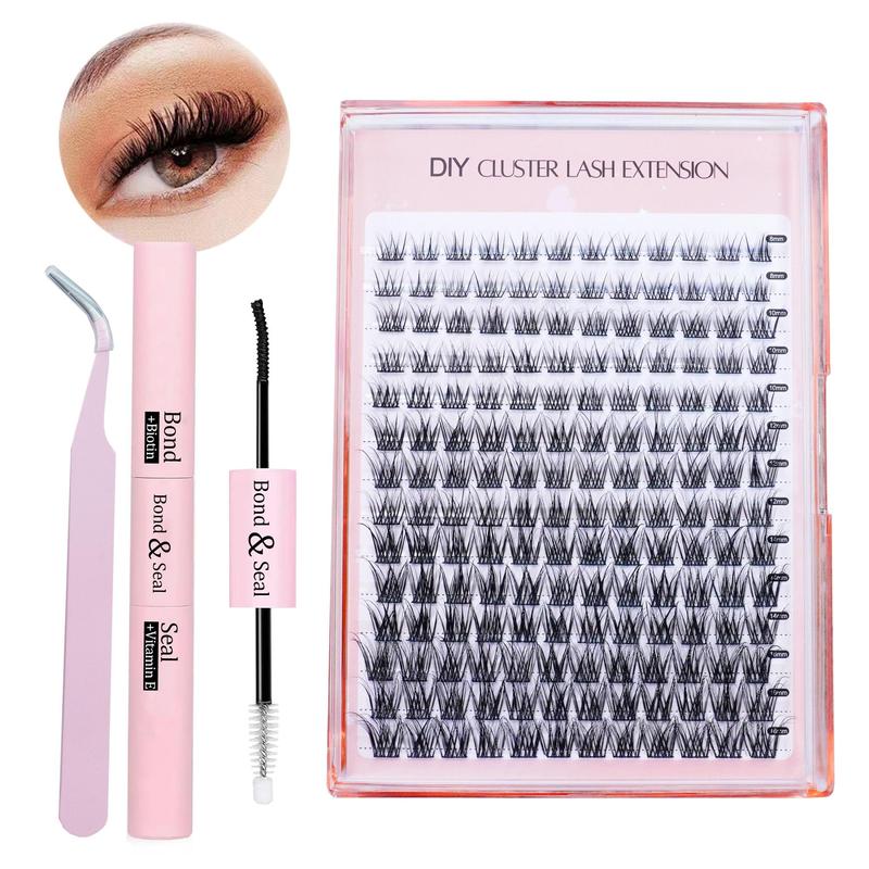 Natural Look Eyelash Extensions Set, 1 Count Fluffy False Eyelashes Set & 1 Count Eyelash Tweezers & 1 Count Eyelash Glue, Professional Cosmetic Accessories for Women, Spider Lashes, Christmas Gift