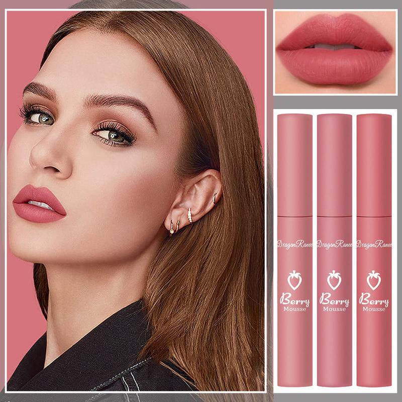 3 Piece Nude Matte Lipstick Set,Natural Nude Lipstick Velvet Air Moisture Smooth Crayon Lip Stain,Matt e Lipstick 24 Hour SuperstayLong Lasting Waterproof Lip Gloss