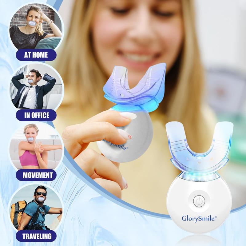 GlorySmile Teeth Whitening Kit,Teeth Whitening Light with 5 Carbamide Peroxide Teeth Whitening Gel for Sensitive Teeth, Non-Sensitive Fast Teeth Whitener, Enamel Safe and Gentle, Effective, Travel-Friendly, Easy to Use