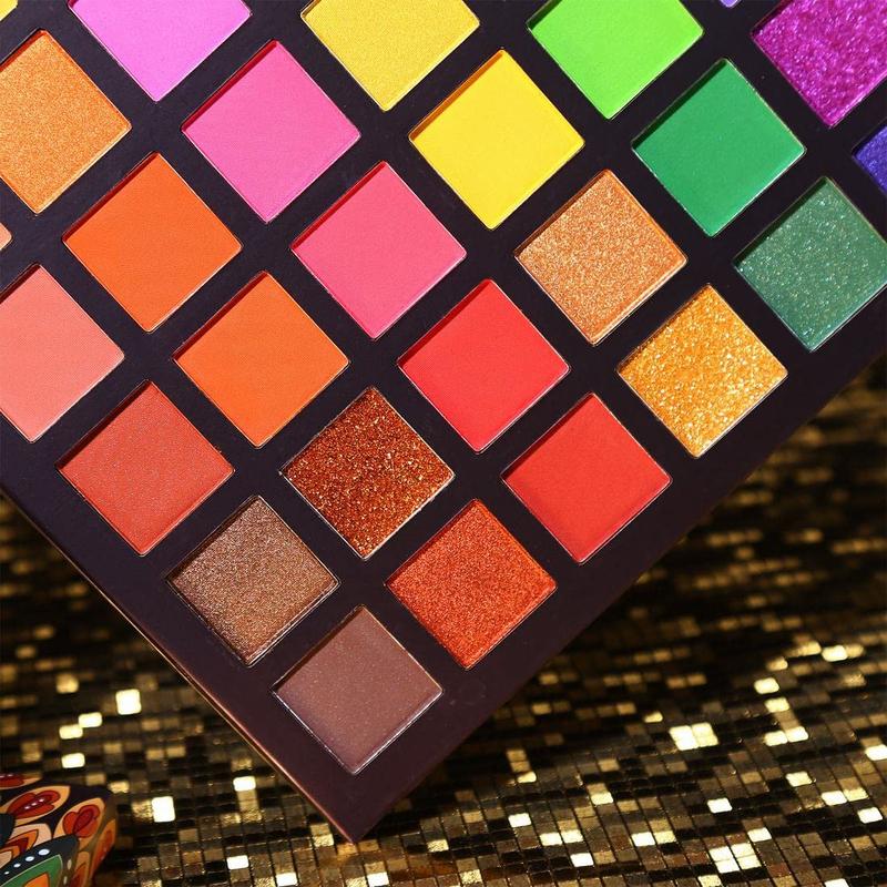 Neon Eyeshadow Makeup Palette - 48 Colorful High Pigmented - Rainbow Matte Shimmer Glitter Eye Shadow Make Up Pallete Pack Waterproof Cosmetic