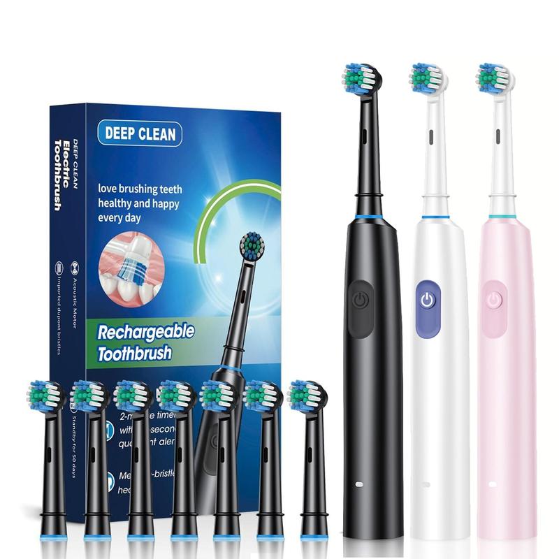 Rechargeable Rotating Electric Toothbrush Set, 1 Count Electric Toothbrush & 7 Counts Replacement Brush Heads, Oral Care Product for Adults, Gift for Men & Women, Christmas Gift