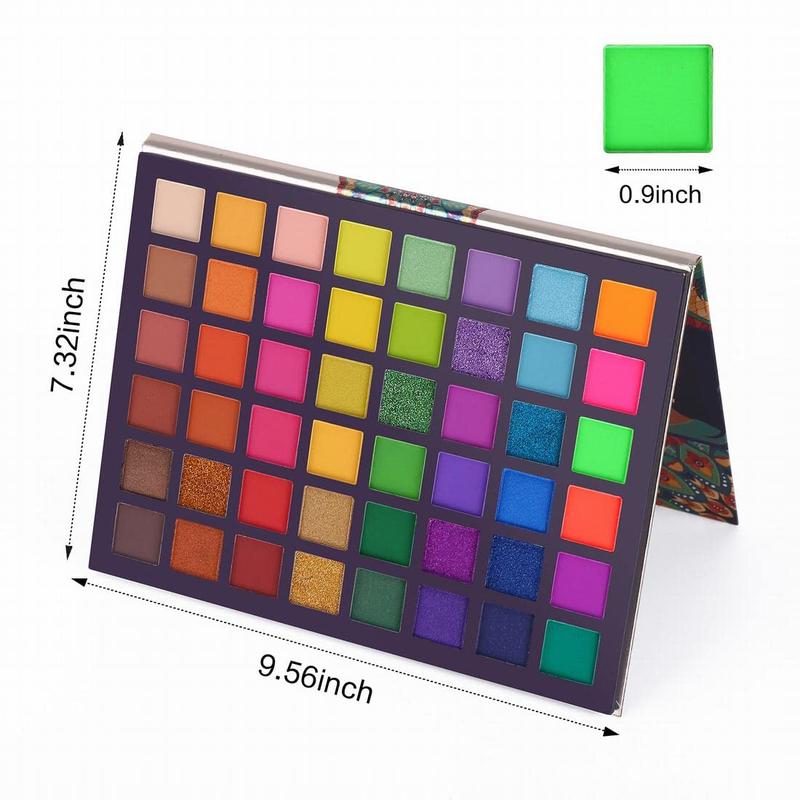 Neon Eyeshadow Makeup Palette - 48 Colorful High Pigmented - Rainbow Matte Shimmer Glitter Eye Shadow Make Up Pallete Pack Waterproof Cosmetic