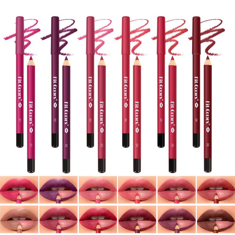 Waterproof Matte Lip Liner Set, 12pcs set Long Lasting Lip Liner Pencil, Easy Coloring Lipstick Pen, Suitable for All Occasions Lip Makeup