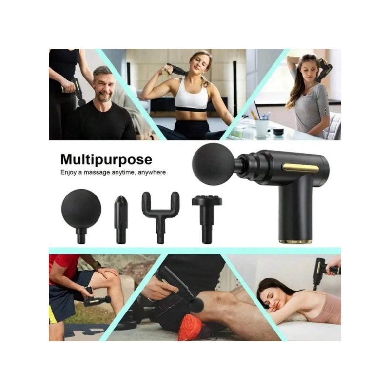 Portable Mini Massage Gun, Electric Massage Percussion Massager for Deep Tissue, Interchangeable 4 Massage Heads 6 Adjustable Speeds, for Christmas Gifts, Holiday Gift for Men & Women, Muscle Relaxation