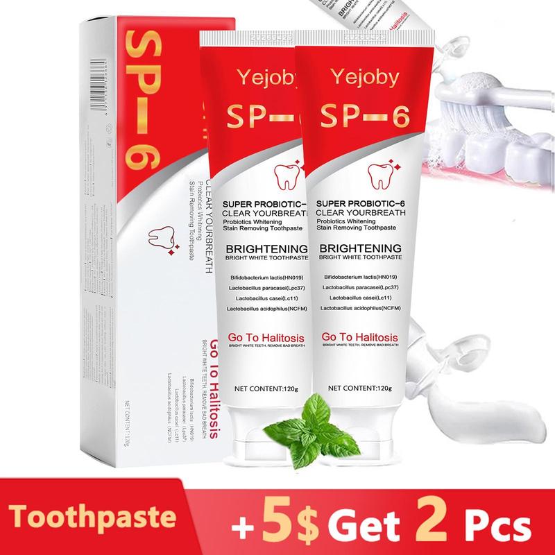 [+5$Get 2Pcs] Sp-6 Ultra Whitening,Sp 6 Toothpaste, Ultra Whitening Toothpaste Sp-6,Probiotic Brightening Toothpaste,Deep Cleaning Care Toothpaste,Fresh Breath Toothpaste