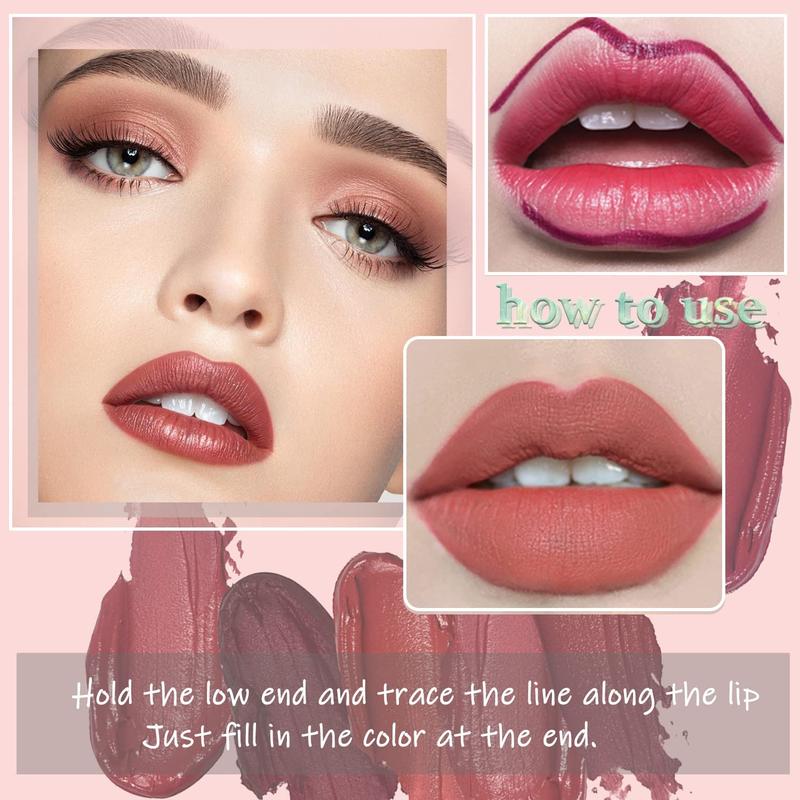 3 Piece Nude Matte Lipstick Set,Natural Nude Lipstick Velvet Air Moisture Smooth Crayon Lip Stain,Matt e Lipstick 24 Hour SuperstayLong Lasting Waterproof Lip Gloss