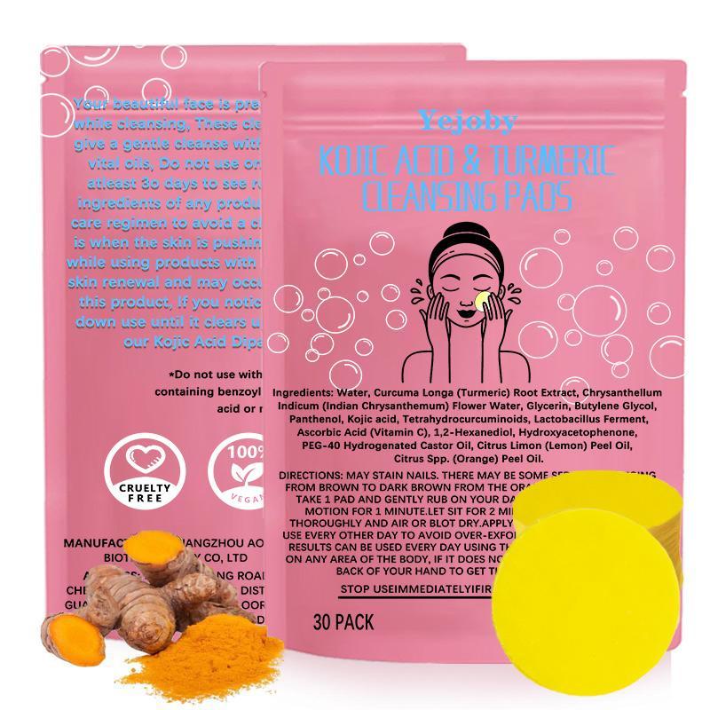 [90% People Choose] Turmeric Cleansing Exfoliating Pads Facial Cleansing Skincare Comfort Turmeric & Ginger Cleansing Pads, 30pcs Bags Exfoliating Skin Care Pad, Deep Cleansing Facial Skin Care Product for Women & Men