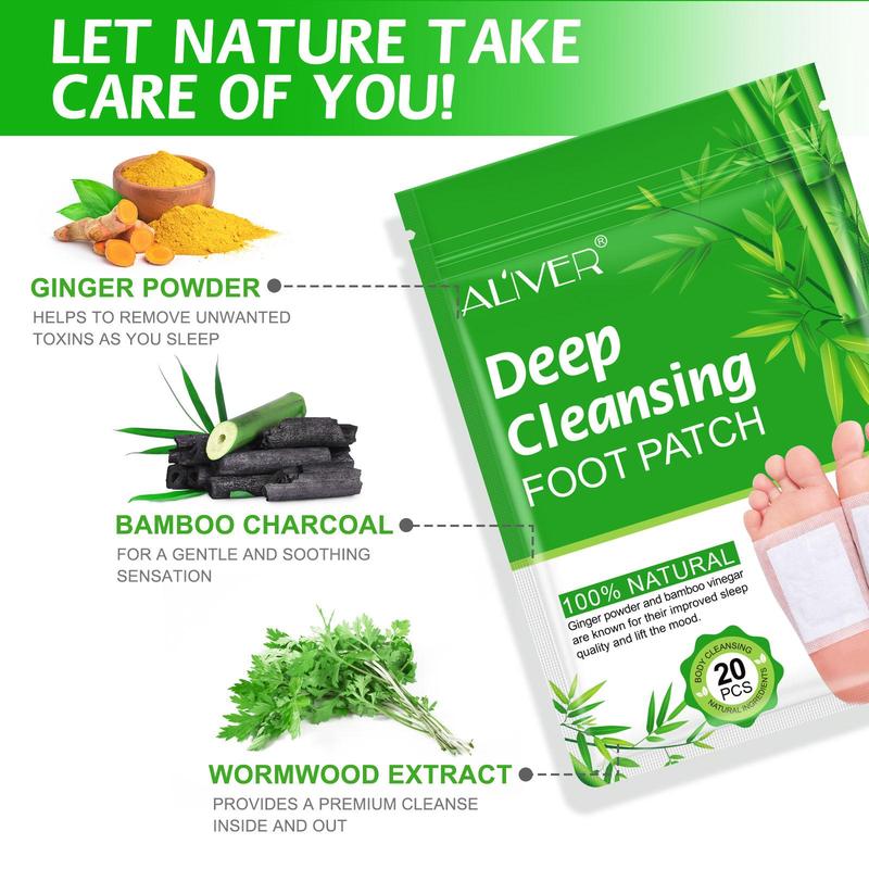 Deep Cleansing Foot Patch, 1 2bags Natural Ginger Powder & Bamboo Charcoal & Wormwood Extract Foot Mask, Foot Care Product for Women & Men