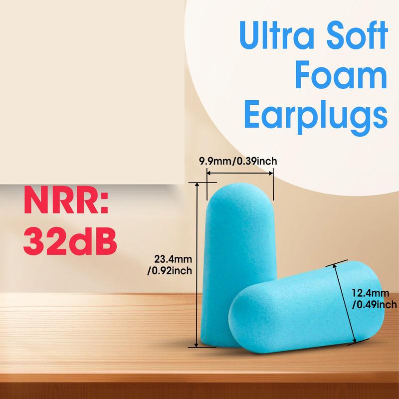 100 Pairs Ear Plugs Bulk, NRR 32dB Soft Foam Ear Plugs for Sleeping Noise Cancelling, Earplugs for Concerts Shooting Swimming Noise Reduction (Lake Blue)