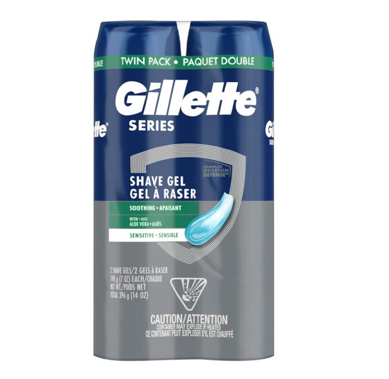 Gillette Series 3X Action Shave Gel, Sensitive Twin Pack, 7 Oz (Pack of 2)