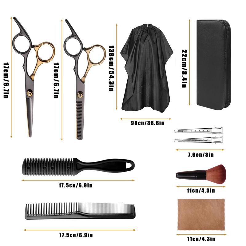 Hair Styling Tool Set, 1 Set Professional Hair Cutting Kit, Including Hair Cutting Scissors, Comb, Cape, Clips, Hairdressing Tool Set for Salon, Barber