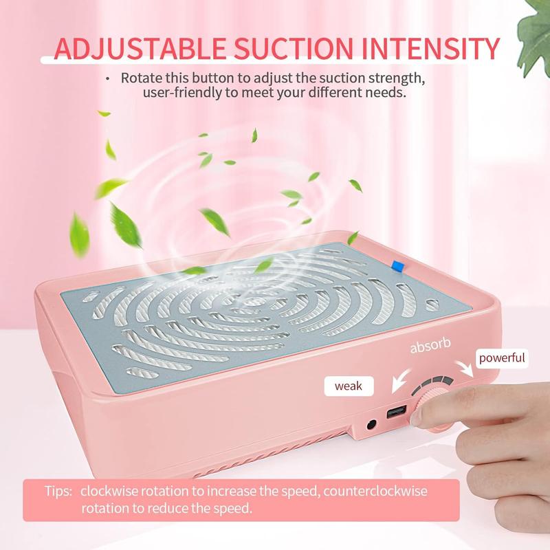 Electric Nail Dust Collector, 1 Box Nail Dust Cleaner with Replacement Filter, Professional Nail Art Tool for Home & Salon Use