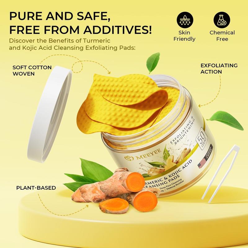 Turmeric Kojic Acid Cleansing Pads: for cleansing face and exfoliatiing - 50 Pcs