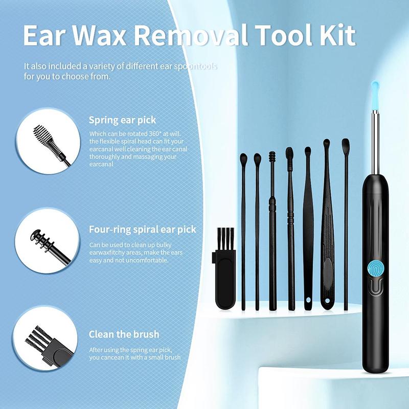 Intelligent Visual Ear Scoop Ear Wax Removal Tool, 1 Box Ear Wax Remover with Ear Tips &  Ear Pick Tools, Ear Wax Removal Kit for Adults