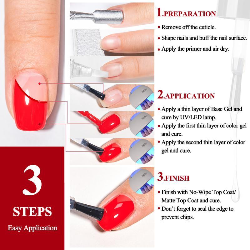 Nail Gel Set, 4 Counts set Nail Bonding Primer & Base Gel & No-wipe Top Coat & Matte Top Coat, for Nail Salon and Home Use