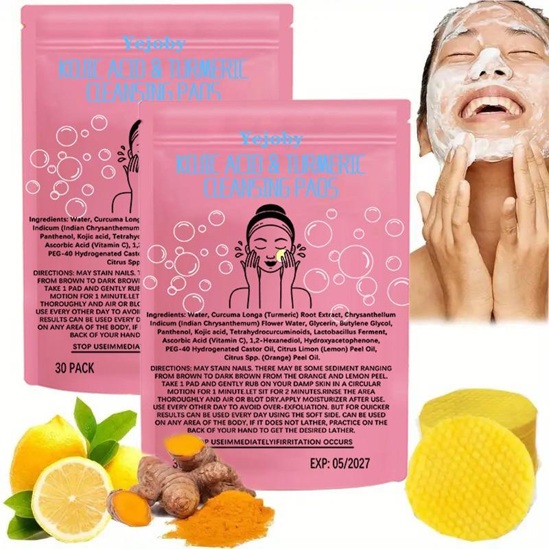 (New) 2024 Turmeric Cleansing Exfoliating Pads Facial Cleansing Skincare, cleansing, skin care, cleansing Turmeric Comfort Cleanser Turmeric Kojic Acid Cleansing Exfoliating Pads Facial Cleansing   Foaming Skincare Organic Gentle Smooth Acrylic