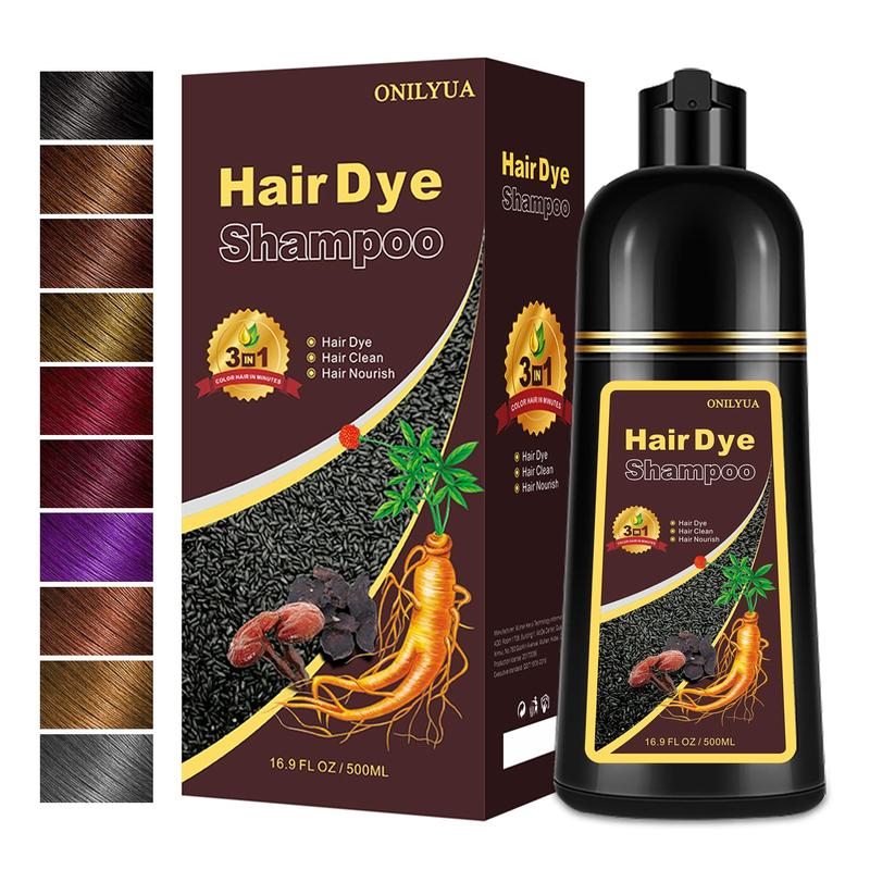 Dark Wine Red Instant Color Hair Dye Shampoo 3-in-1,Unisex Gray Coverage,Easy to Use&Natrual Long-Lasting Herbal Type Haircare,500ML