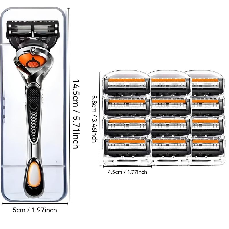 Men's Manual Razor Set, 1 Count Razor Holder & 13 25pcs Replacement Blade & 1 Count Storage Box, Wet and Dry Use Shaving Tool for Men, Christmas Gift