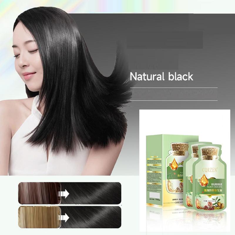 HUANG YI Bubble Plant Hair Dye Natural,New Botanical Bubble Hair Dye 20ml 10Packs Box.(Natural Black)