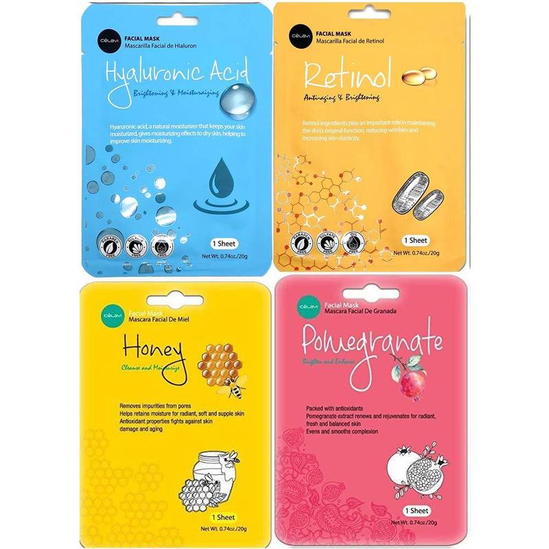 celavi Face Mask Set Korean Beauty Essence Facial Paper Sheet Mask Korea Skin Care Moisturizing 12 New flavors K-Beauty Skincare 12 masks in a pack Made in Korea