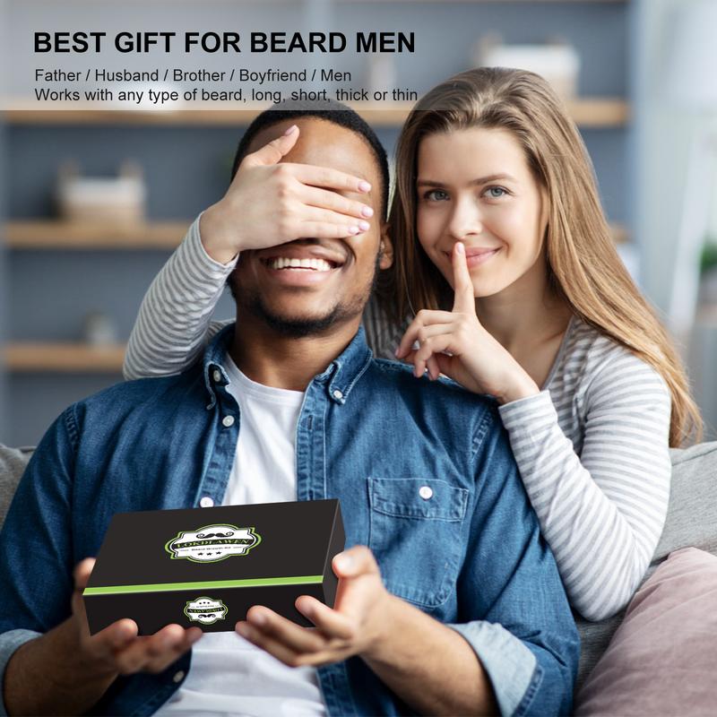 Beard Growth Kit,  Beard Care Kit with Beard Massager, Growth Oil(2 Pack), Wash, Balm, Comb, Storage Bag, E-Book - Gifts for Men Dad Husband Boyfriend