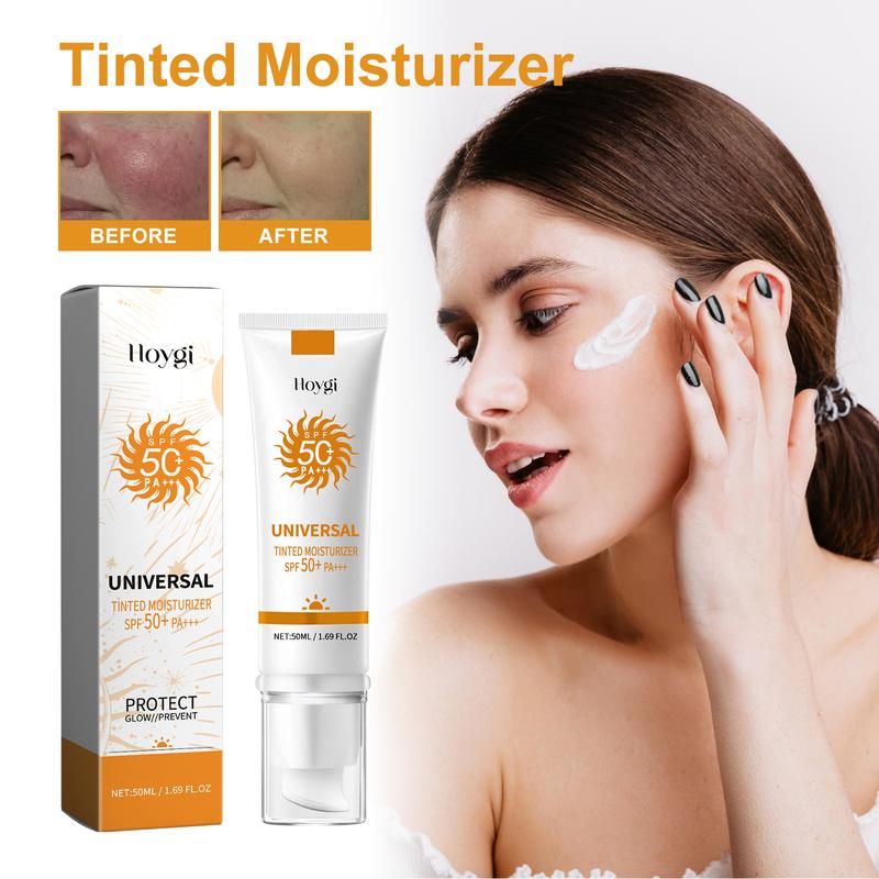 Sunscreen to prevent sunburn and tanning, Universal Tinted Face  Moisturizer Sunscreen, SPF 50 PA+++, Water Resistant And Non-Greasy,For All Type Skin