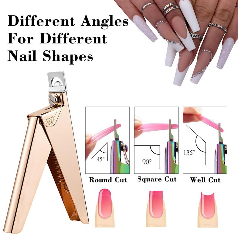 Stainless Steel Nail Trimmer Kit, 1 Count Nail Cutters for Nail Tips Cutter with 10pcs Length Measurement, Adjustable Trimmer for Salon Home Art, Christmas Gift