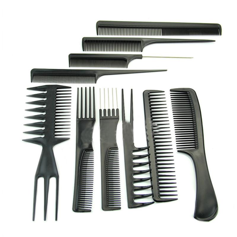 Yokoma 10Pcs Black Combs Salon HairStyling Hairdressing Plastic Barbers Brush Combs Set