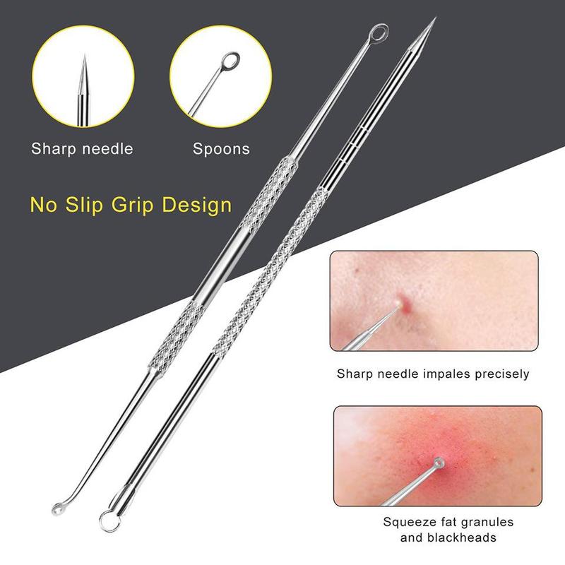 Professional Acne Needle Tool Set with Storage Case, 10pcs set Stainless Steel Blackhead Remover Tool, Skincare Tools for Women & Men