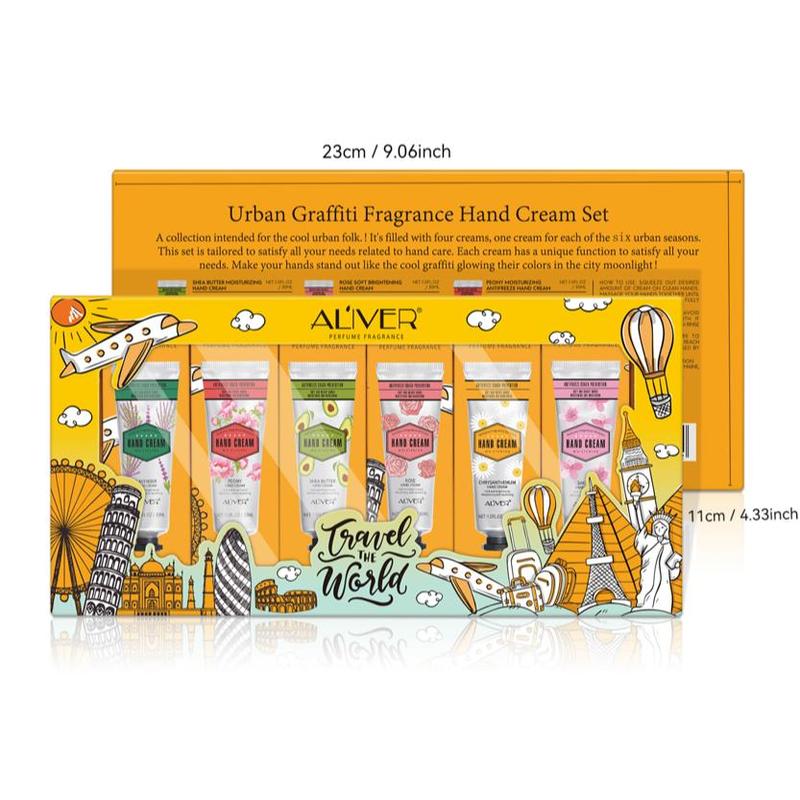 City Pattern Hand Cream Set, 6 Counts set Moisturizing Hand Cream, Hand Care Product for Women & Men, Daily Skincare Product