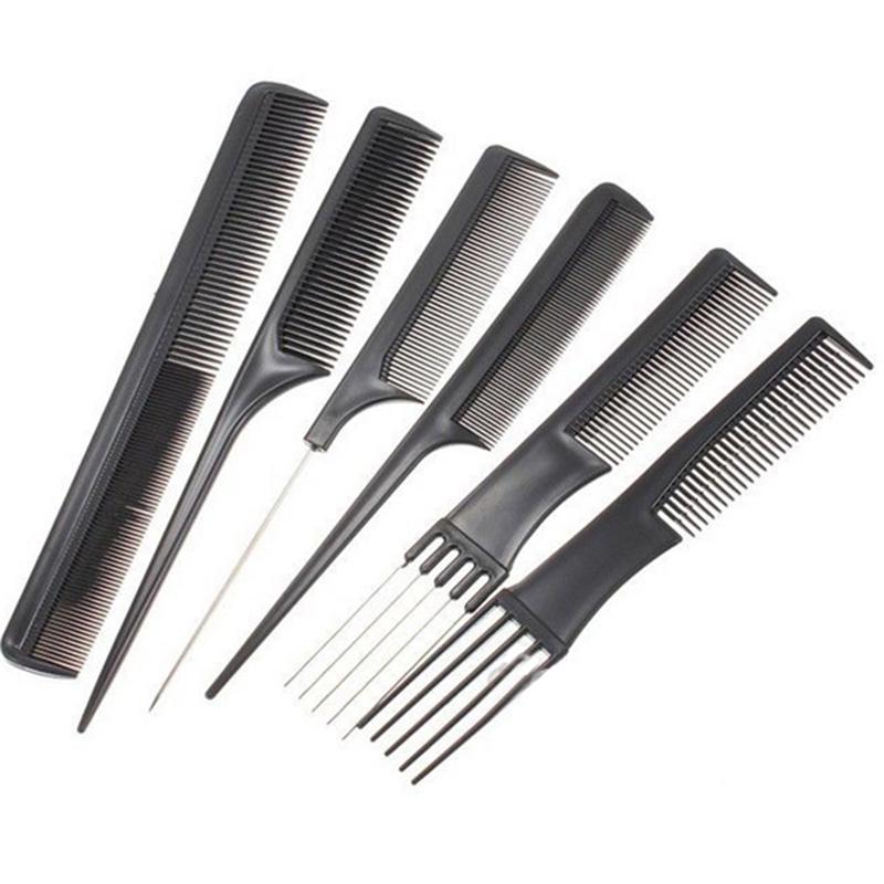 Yokoma 10Pcs Black Combs Salon HairStyling Hairdressing Plastic Barbers Brush Combs Set