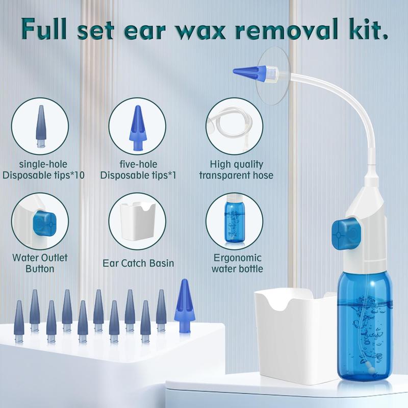 Manual Ear Irrigation Flushing System, 1 Set Earwax Removal Kit, Ear Cleaner System for Adults & Kids, Include Full Set Of Cleaning Tools, Ear Wax Remover, Ear Wax Flush Kit, Body Care Products Set, Christmas Gift