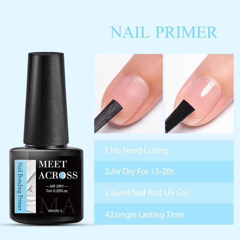 Nail Gel Set, 4 Counts set Nail Bonding Primer & Base Gel & No-wipe Top Coat & Matte Top Coat, for Nail Salon and Home Use