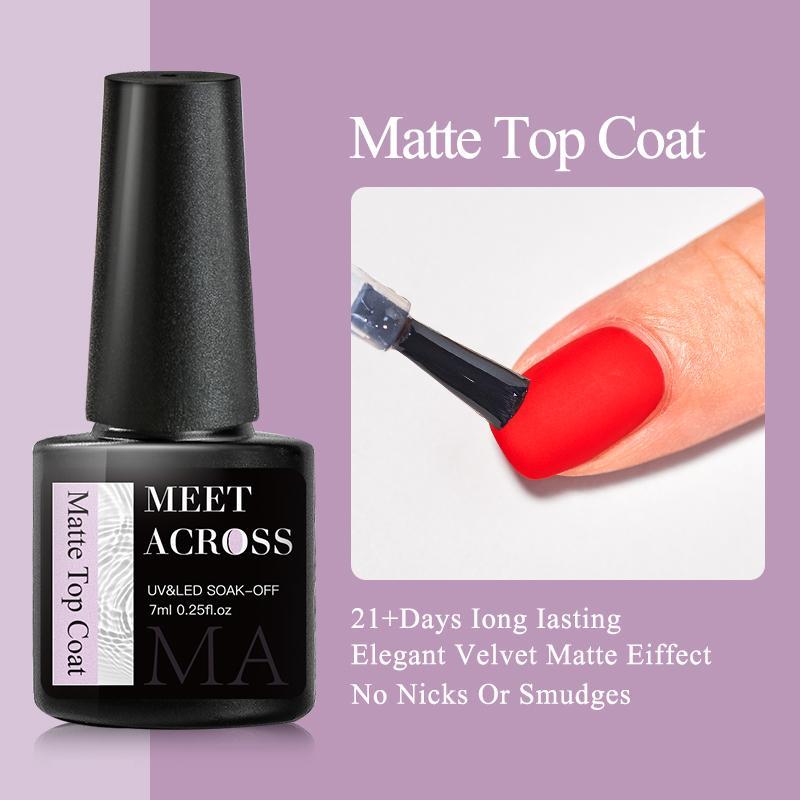 Nail Gel Set, 4 Counts set Nail Bonding Primer & Base Gel & No-wipe Top Coat & Matte Top Coat, for Nail Salon and Home Use