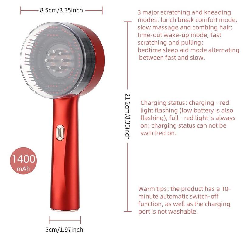 Electric Scalp Hair Massager Machine, 6ml Large Capacity & 8 Roller Ball Design Pins Comb for Hair Care, Massager Scalp, Massager Rechargeable, Head Massagers, Type-c Rechargeable Massage Combs for Scalp