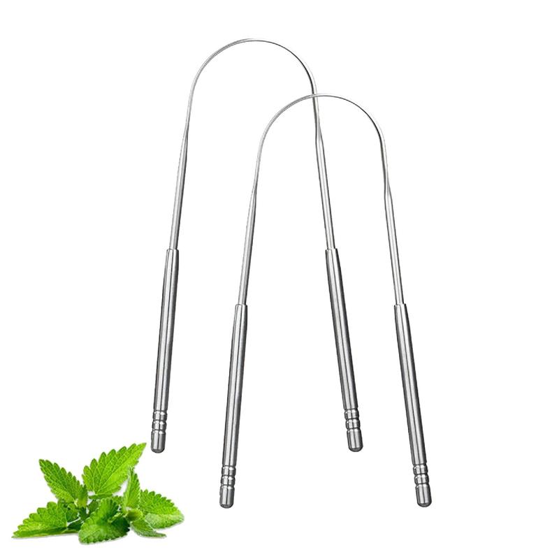 NightieZzz Tongue Scraper Pack of 2 - Stainless Steel, Ergonomic, Anti-Microbial, Eliminates Bad Breath & Enhances Oral Hygiene for Adults. Adjustable