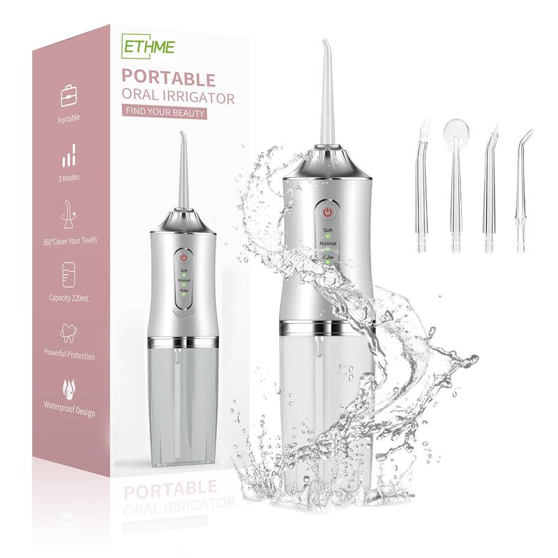 ETHME Oral Irrigator 4 In 1 Water Flosser Cordless Portable and Rechargeable Irrigation Cleaner -Comprehensive Daily Teeth Care Solution for Men Women