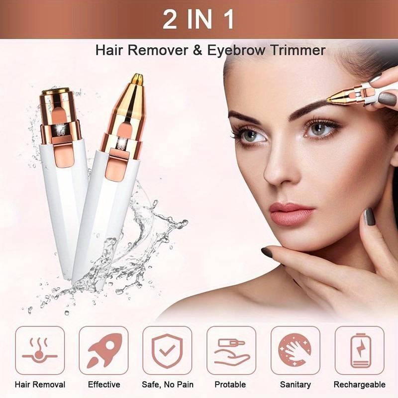 2-in-1 USB Rechargeable Eyebrow Trimmer & Hair Remover, Portable Eyebrow Razor & Hair Shaver, Safe Eyebrow Shaper for Facial Cleaning, Halloween, Christmas, Fall Gift, Winter Gift, Electric Eyebrow Shaper