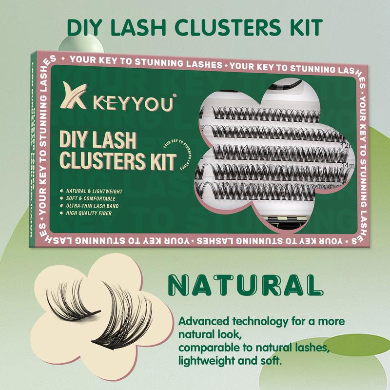 BlackFriday KEYYOU Wallet-friendly Lashes DIY Lash Clusters Kit Natural Waterproof Soft Lash Extension Kit Easy to Apply at Home Makeup Cosmetic