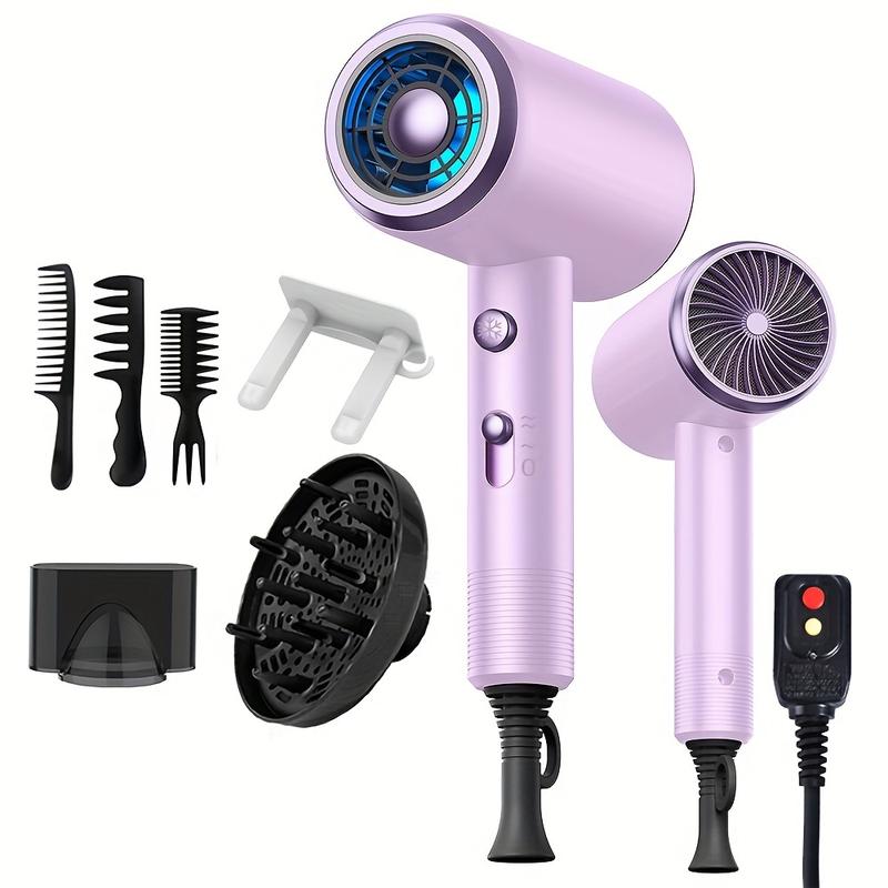 Efficient Ion Hair Dryer, Fast Drying Low Noise Hair Dryer with 1 One Concentrated Air Outlet and 1 One Diffuser Accessories, Suitable for Family Salon Travel, Light and Quiet, Holiday Gifts