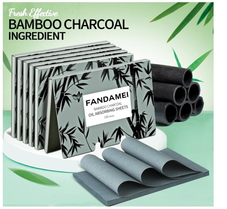 FANDAMEI 600 Counts Oil Blotting Sheets For Face, Oil Blotting Papers For Face, Blotting Paper for Oily Skin, Oil Control Film, Oil Absorbing Sheets For Face, Oil Absorbing Tissues, Bamboo Charcoal