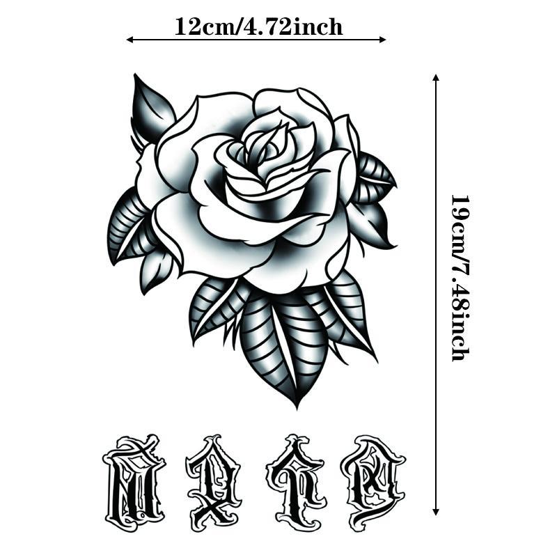 Rose Pattern Temporary Tattoos, 1 Count Body Art Decoration Sticker For Women And Girls