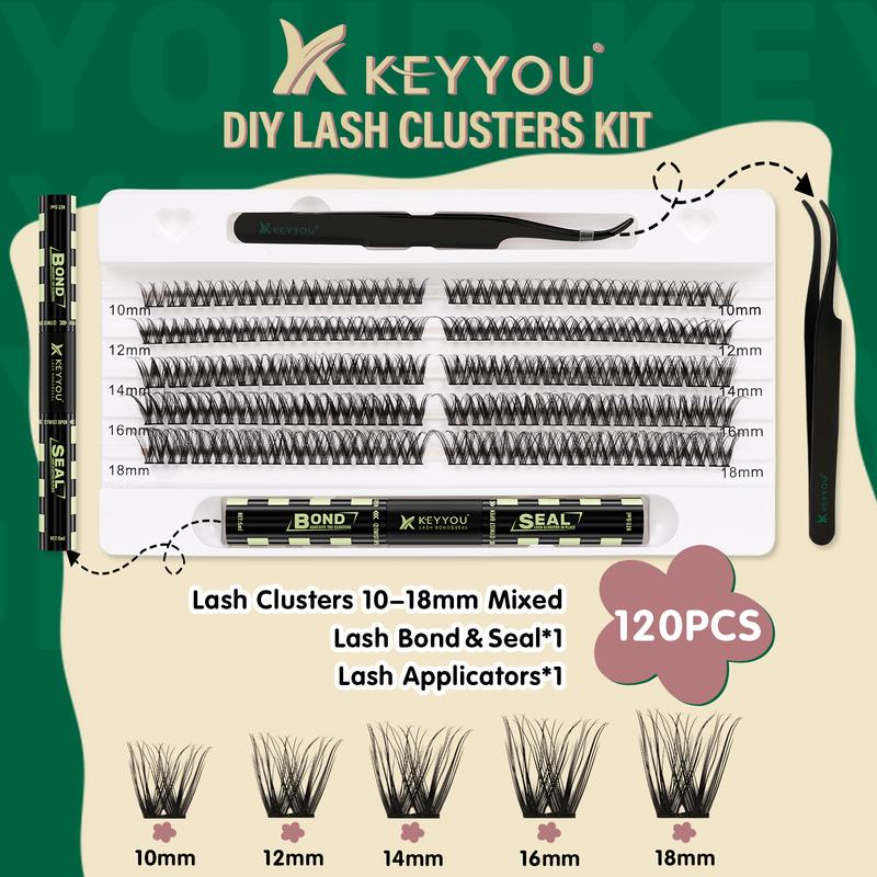 BlackFriday KEYYOU Wallet-friendly Lashes DIY Lash Clusters Kit Natural Waterproof Soft Lash Extension Kit Easy to Apply at Home Makeup Cosmetic