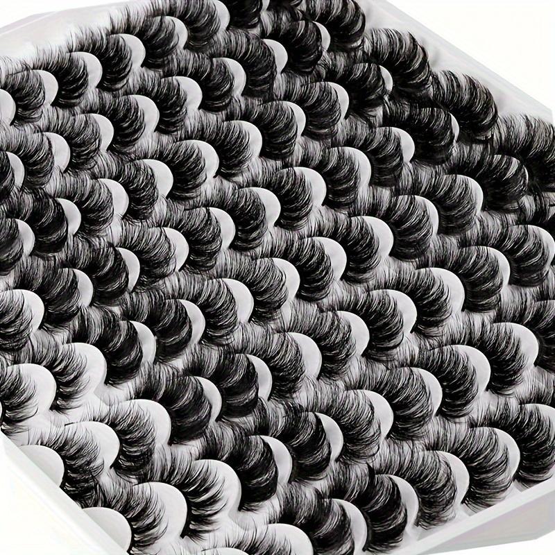 6 Styles Fluffy False Eyelashes, 48 Pairs Wispy Cat Eye Look Faux Cluster Lashes, Natural Curling Eye Makeup Strip Lashes