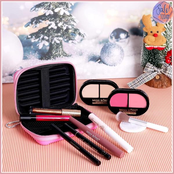 All in One Makeup Kit - Full Professional Kit With Pressed Powder, Lip Gloss and Lipstick, Blush, Eyeliner, Eyeshadow, Mascara (Pink)