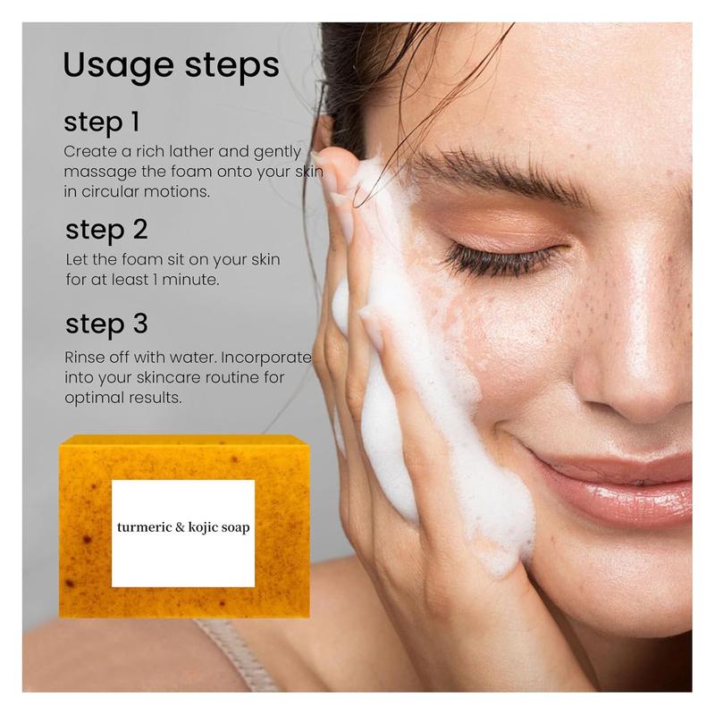 3PCS Turmeric & Kojic Acid Brightening Soap, Soap Body Care Body Wash Lemon Flawless Organic Comfort Cleansing